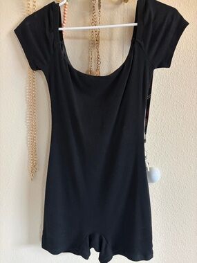 White Fox Boutique Black Ribbed Short Sleeve Romper